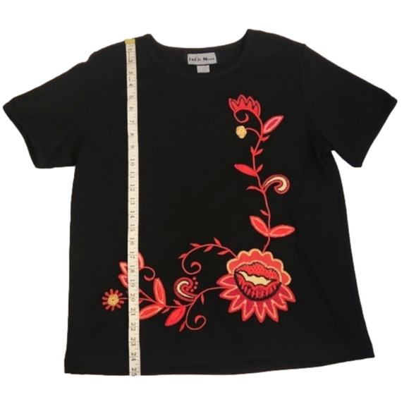 Womens Indigo Moon black too with unique floral embroidery size M. - Picture 13 of 14